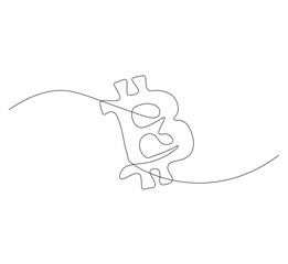 Bitcoin logo continuous line. Continuous one line drawing bitcoin logo. crypto, logo  concept. Single line drawing