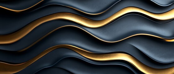 Obraz premium Abstract gold & dark gray wavy lines background.