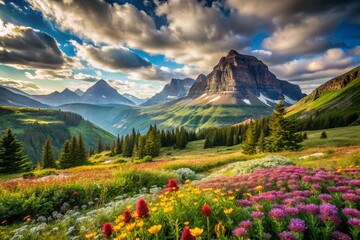 Fototapeta premium Panoramic Logan Pass Glacier National Park Montana Majestic Mountain Landscape