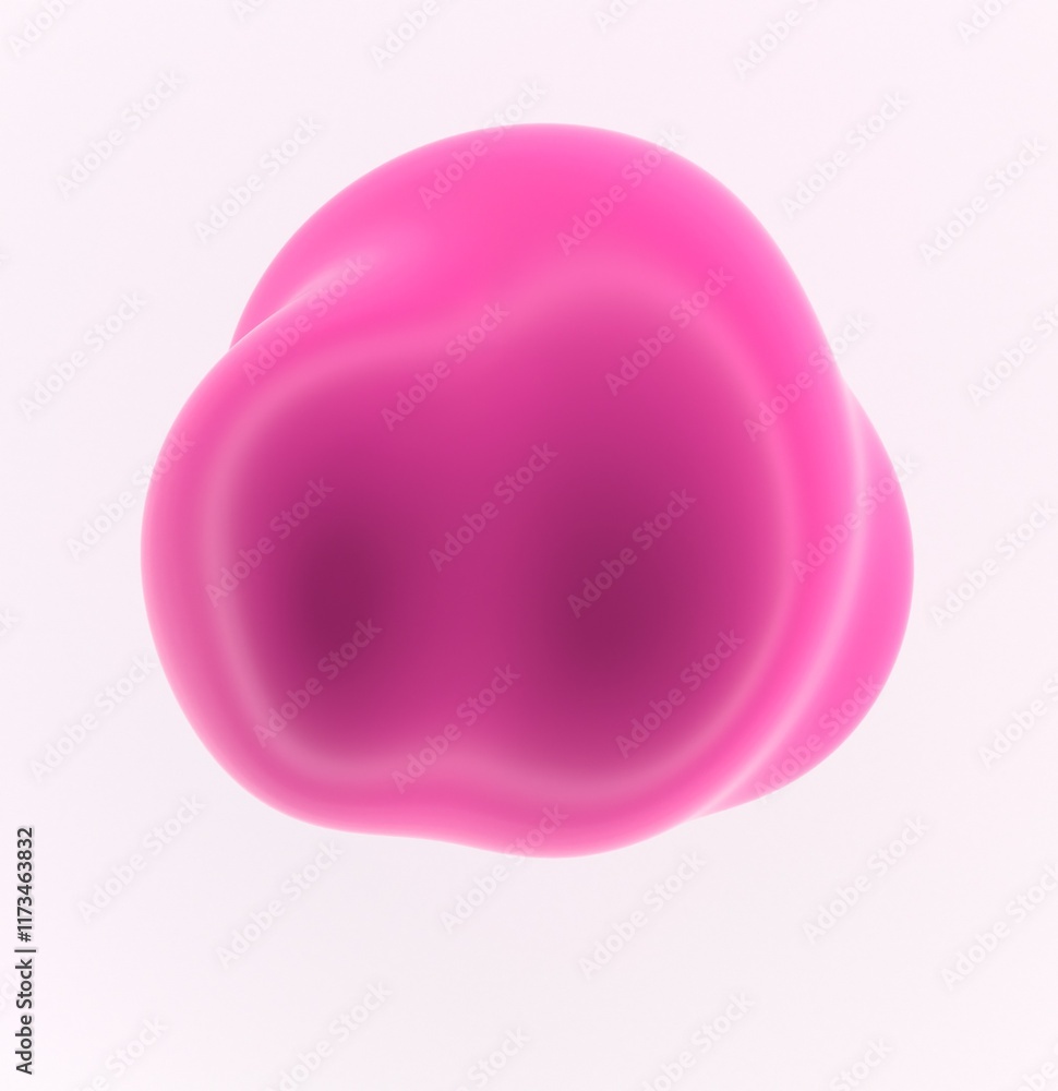 Poster abstract 3d illustration of a pink glossy drop on a white background. an image on the theme of biote