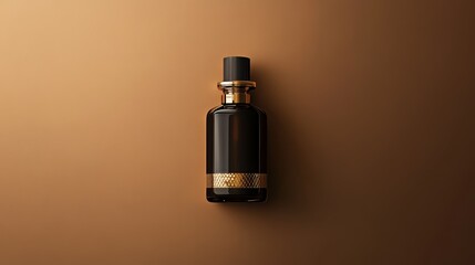 Luxury men's perfume in a bottle against a warm brown background
