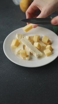 Cheese plate French cheeses fresh tasty food dish delicious gourmet food background on the table rustic food top view copy space