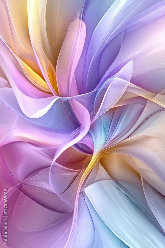 Poster vibrant abstract design featuring swirling pastel colors, creating a dynamic and dreamy visual effec