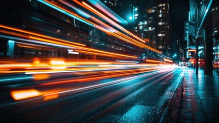 Obraz premium Night City Lights: Urban Speed and Energy