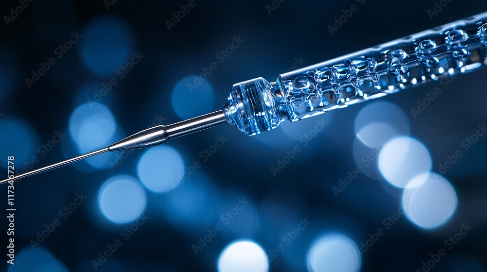 Poster focused view of a laparoscopic tool entering a surgical incision stock photo with side copy space