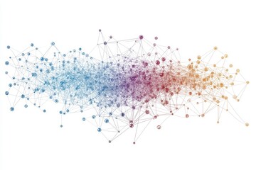 Naklejka premium Explore an abstract visualization of isolated network connections, symbolizing business relationships and data flows in a digital landscape, perfect for technology themes.
