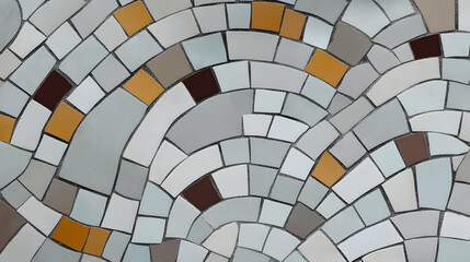 Abstract mosaic tile pattern, curving design, neutral color palette, textured surface, background for design projects.