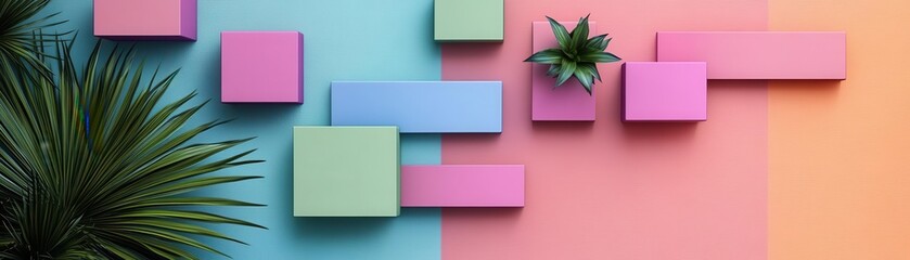 Fototapeta premium strategic diagram flat design top view business workflow theme 3D render colored pastel