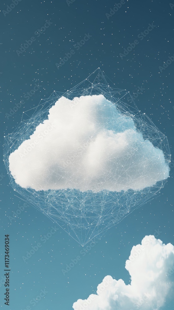 Poster abstract cloud formation in digital space representing technology, data storage, and network connect
