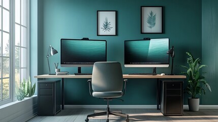 Cozy and Productive Home Office with Minimalist Design and Natural Lighting