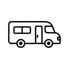  Minimalist School Bus Icon in Black and White