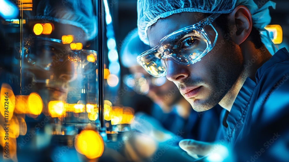 Poster Heart surgeons working with focus and precision in a state-of-the-art facility Stock Photo with side copy space