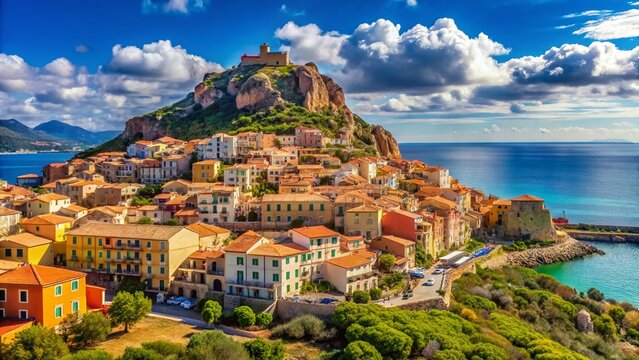 Panoramic View of Tortoli, Sardinia: Coastal Italian Town Seascape