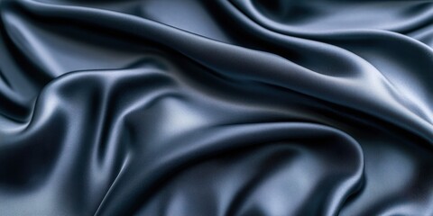 Obraz premium Silky smooth fabric texture, dark gray satin, flowing curves, dramatic folds, luxurious drapery, high contrast lighting, close-up detail, abstract background, shimmering surface, monochromatic, elegan