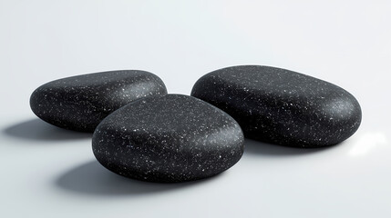 3d renderings of black stones. Leafstone. Illustration