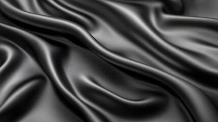 Obraz premium Silky smooth fabric texture, dark gray satin, flowing curves, dramatic folds, luxurious drapery, high contrast lighting, close-up detail, abstract background, shimmering surface, monochromatic, elegan