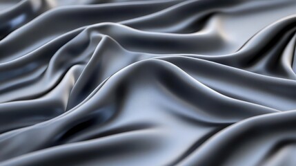 Fototapeta premium Silky smooth fabric texture, dark gray satin, flowing curves, dramatic folds, luxurious drapery, high contrast lighting, close-up detail, abstract background, shimmering surface, monochromatic, elegan