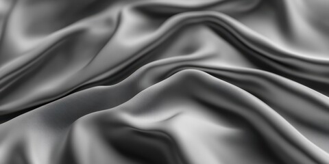 Obraz premium Silky smooth fabric texture, dark gray satin, flowing curves, dramatic folds, luxurious drapery, high contrast lighting, close-up detail, abstract background, shimmering surface, monochromatic, elegan