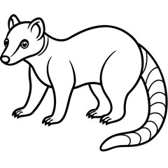 Cute Silhouette of a Coati line art vector cartoon illustration