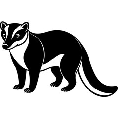 Cute Silhouette of a Coati line art vector cartoon illustration