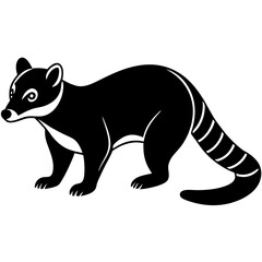 Cute Silhouette of a Coati line art vector cartoon illustration