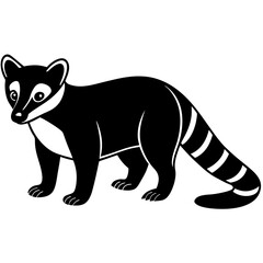 Fototapeta premium Cute Silhouette of a Coati line art vector cartoon illustration