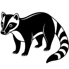 Obraz premium Cute Silhouette of a Coati line art vector cartoon illustration