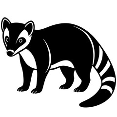 Cute Silhouette of a Coati line art vector cartoon illustration
