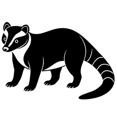 Obraz premium Cute Silhouette of a Coati line art vector cartoon illustration