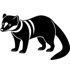 Cute Silhouette of a Coati line art vector cartoon illustration