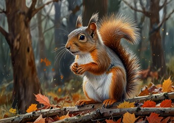 Obraz premium squirrel on a tree