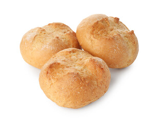 Three homemade tasty buns isolated on white