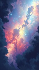 Naklejka premium abstract clouds in the galaxy colorful background