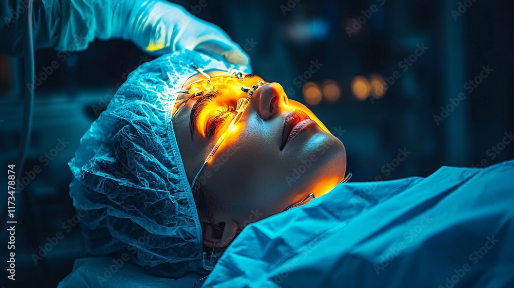 Poster image of a patient receiving optimal care with a surgical drain securely placed stock photo with sid