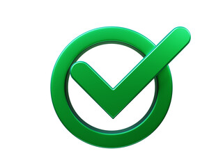 green check mark 3d icon render illustration isolated on transparent background 