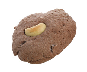One delicious chocolate cashew cookie isolated on white