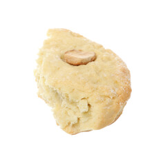Piece of cashew cookie isolated on white