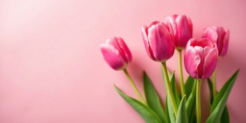 Pink Tulips on a Pale Pink Background A Delicate Spring Floral Image