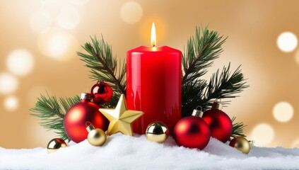 christmas candle and decorations