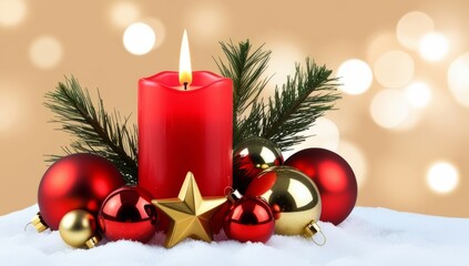 christmas candle and decorations