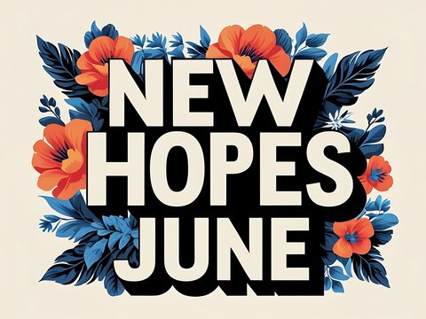 New Hopes June Floral Design Artistic Typography