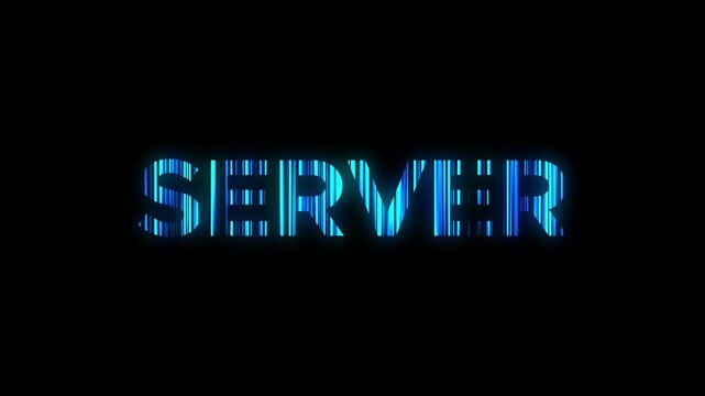 Server word glowing technology 4k animation with black background server digital blue lines effect HD creative logo animation