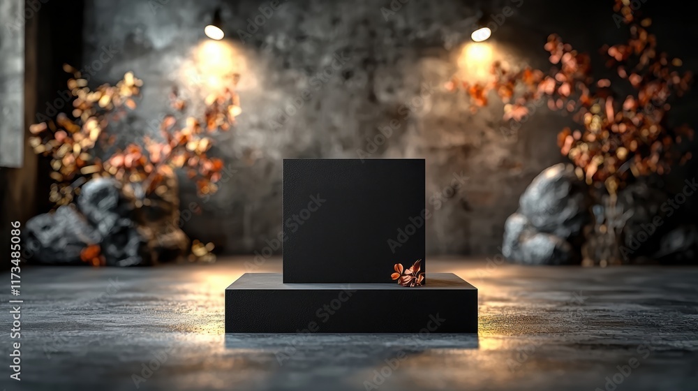 Poster minimalistic black box on a bright white background emphasizing contrast and simplicity in modern ar