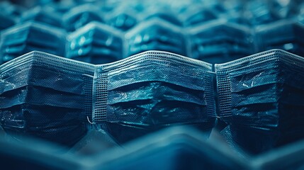 Surgical masks featuring advanced filtration technology for safety Stock Photo with side copy space