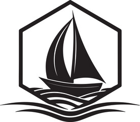 A boat silhouette icon and logo vector design, water transport symbol on a white background.
