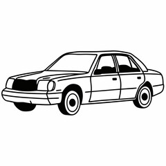 Classic Sedan Car Outline Vector for Automotive and Design Projects