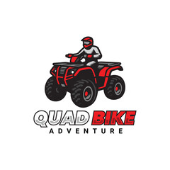 Quad Bike Adventure Logo Design Red and Black ATV Illustration