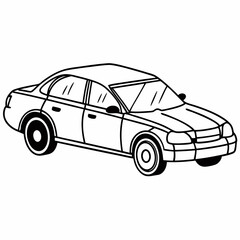 Detailed Sedan Car Line Art Vector for Creative Uses