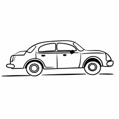 Detailed Sedan Car Line Art Vector for Creative Uses
