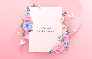 Minimalist floral invitation card design for valentines, mothers day, wedding, and women day celebration. Vector template illustration design.